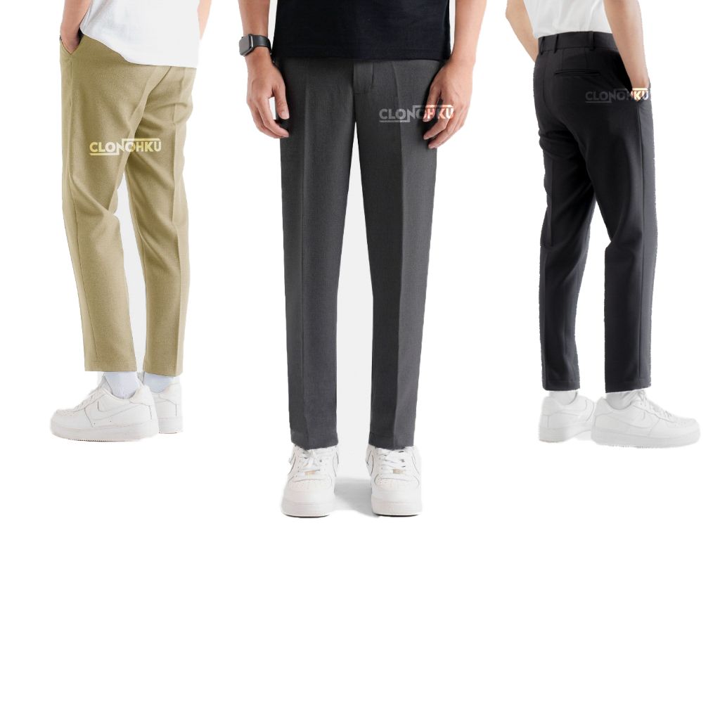 Celana Ankle Pants Pria Celana kerja kantor formal Bahan Pria Dewasa Slim fit Keren Angkle pants pri