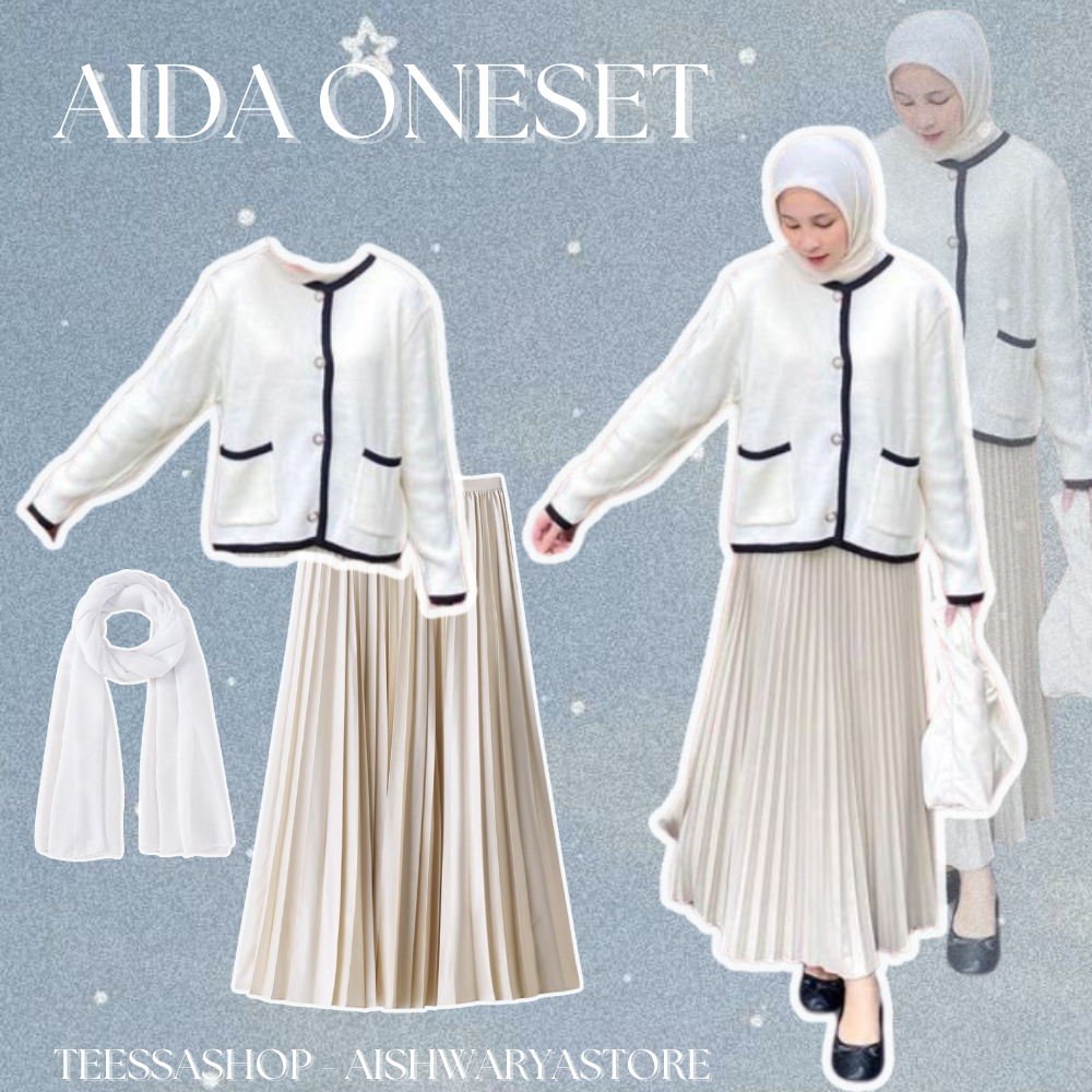 AIDA ONESET 3IN1 KOREAN STYLE REMAJA HIJAB OOTD HARIAN KOREAN LOOK CASUAL