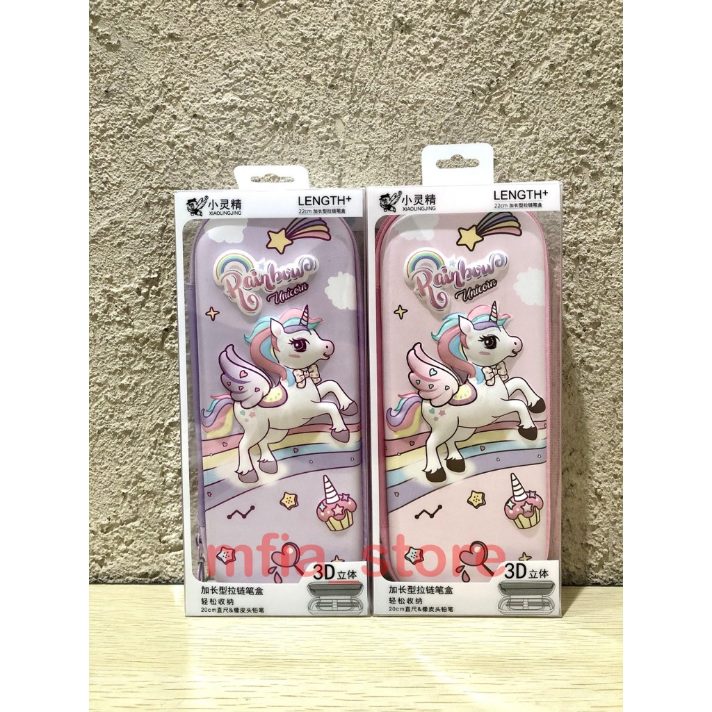 

Kotak Pensil / Tempat Pensil / Dompet Pensil Sleting Timbul 3D Kuda Unicorn