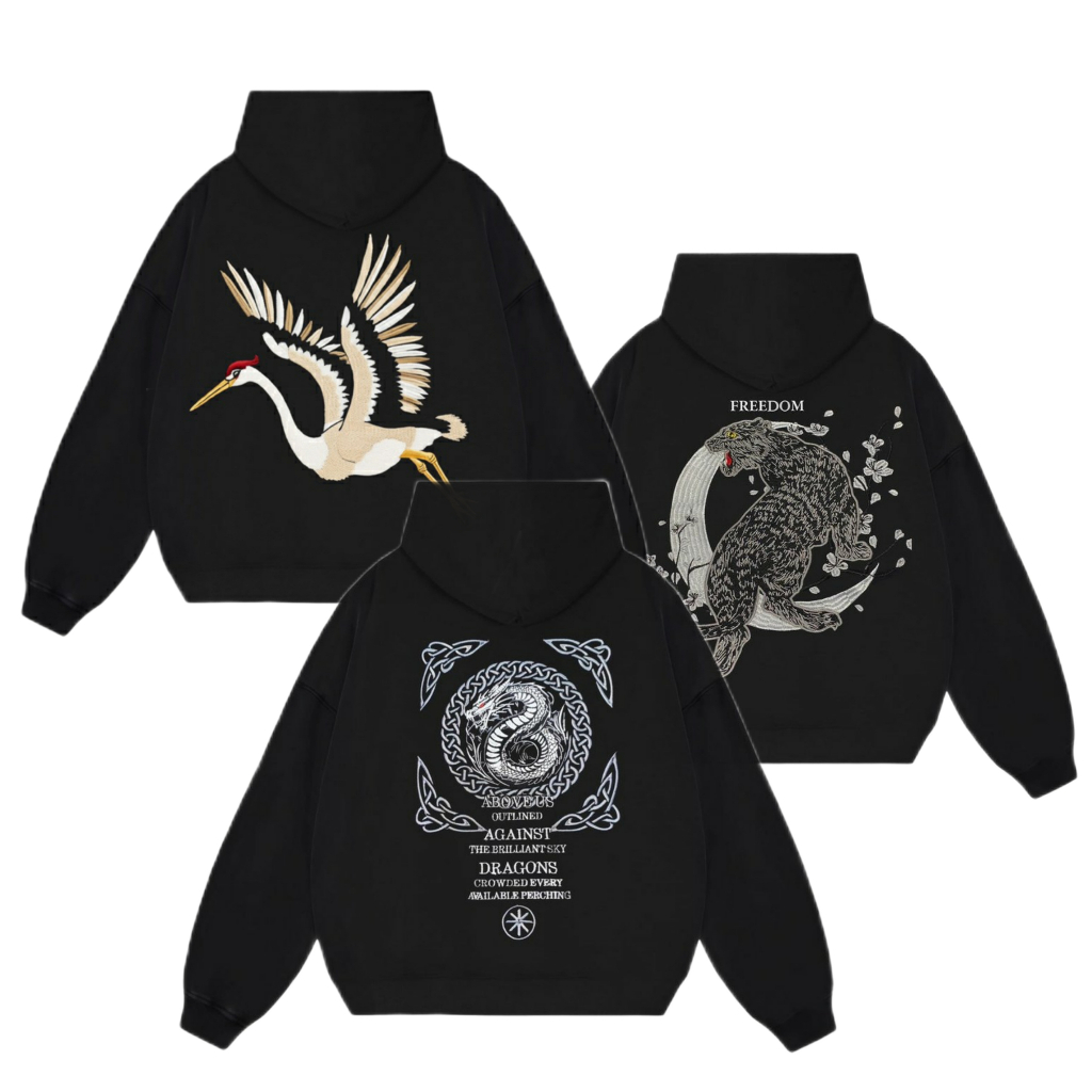 JIZU PROJECT- Hoodie Boxy / Jaket Hoodie Motif  Bordir / Bahan Fleece cotton cvc / Ukuran M L XL