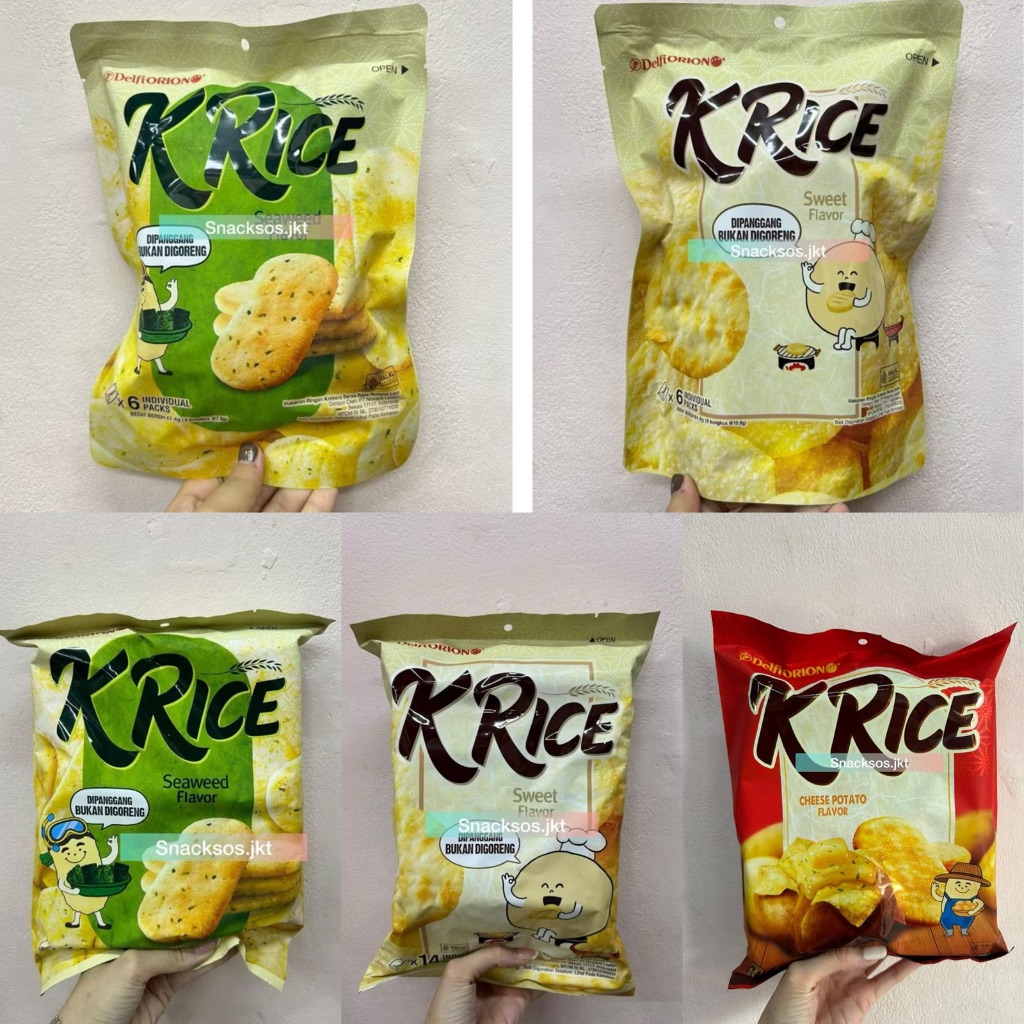 

DELFI ORION CRACKERS O'RICE K'RICE SEAWEED / SWEET / KRICE CHEESE POTATO - Delfi Orion Krekers Beras Orice KRICE