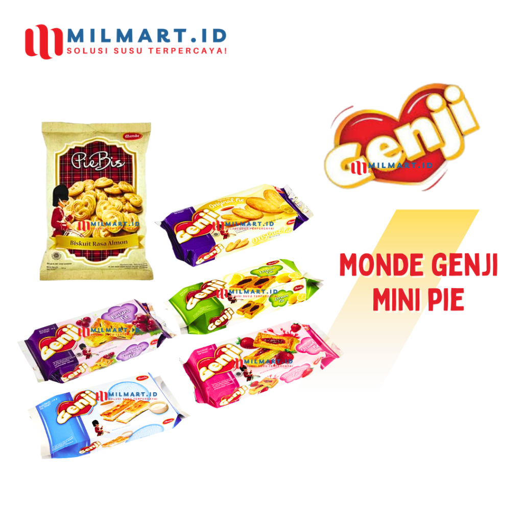 

MONDE GENJI PIE MINI 85G RASA ORIGINAL/STRAWBERRY/RAISIN/LEMON/VANILA SAND PIE BIS