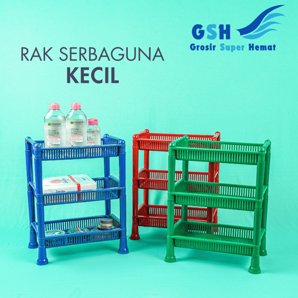 GSH - Rak Serbaguna Kecil Susun 3 High Way Tempat Penyimpanan Plastik Serbaguna Rak Segi Empat Rak P