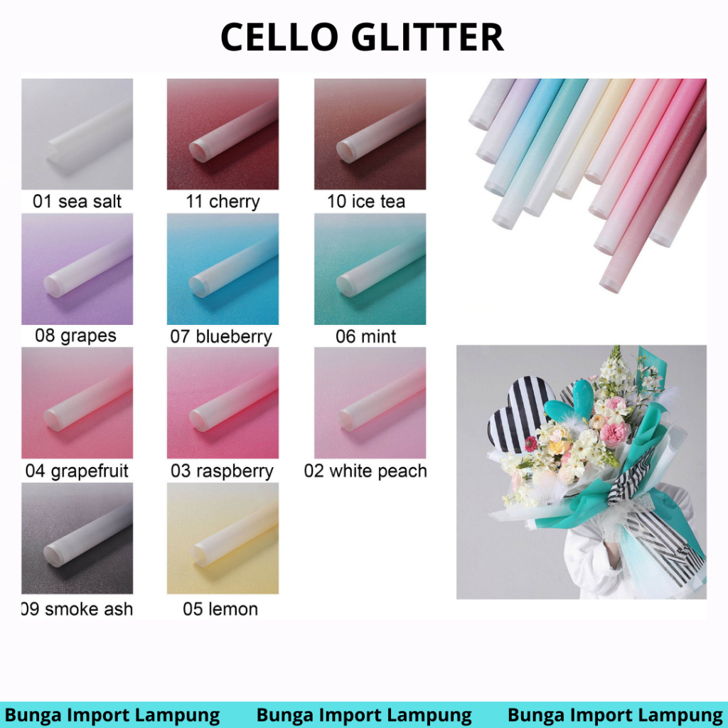 

(Lembaran)Kertas buket cellophane glitter flower wrapping