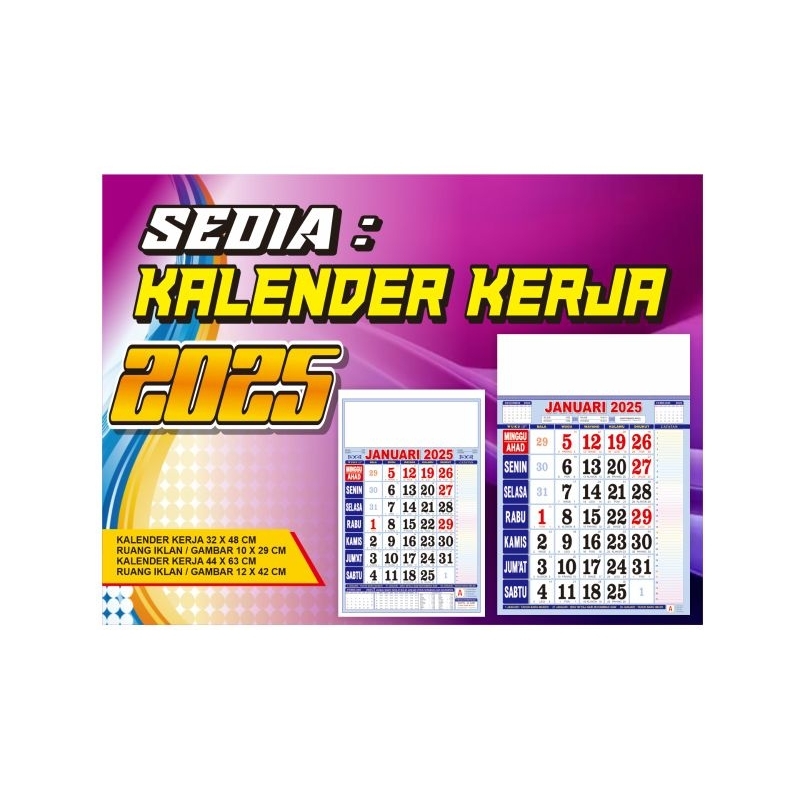 

Kalender kerja 2025 (fullcolour) tanpa klem