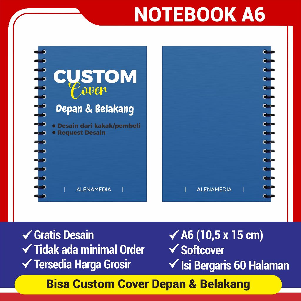 

NOTEBOOK A6 SOFTCOVER GARIS 60 HALAMAN | NOTEBOOK SEMINAR SEKOLAH KANTOR CUSTOM DESAIN | NOTEBOOK CUSTOM GRATIS DESAIN | CETAK BUKU A5 CUSTOM | BUKU CACATAN KERJA | NOTEBOOK SPIRAL MURAH | NOTEBOOK REQUEST DESAIN | NOTEBOOK CUSTOM REQUEST A5 A6 |