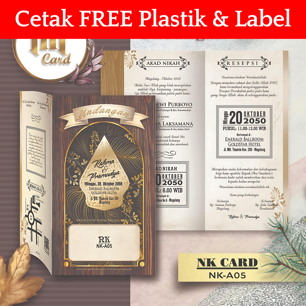 NK 05 Undangan Pernikahan Sudah Cetak Siap Pakai Free Plastik dan Label | Kertas Blangko Undangan Pe