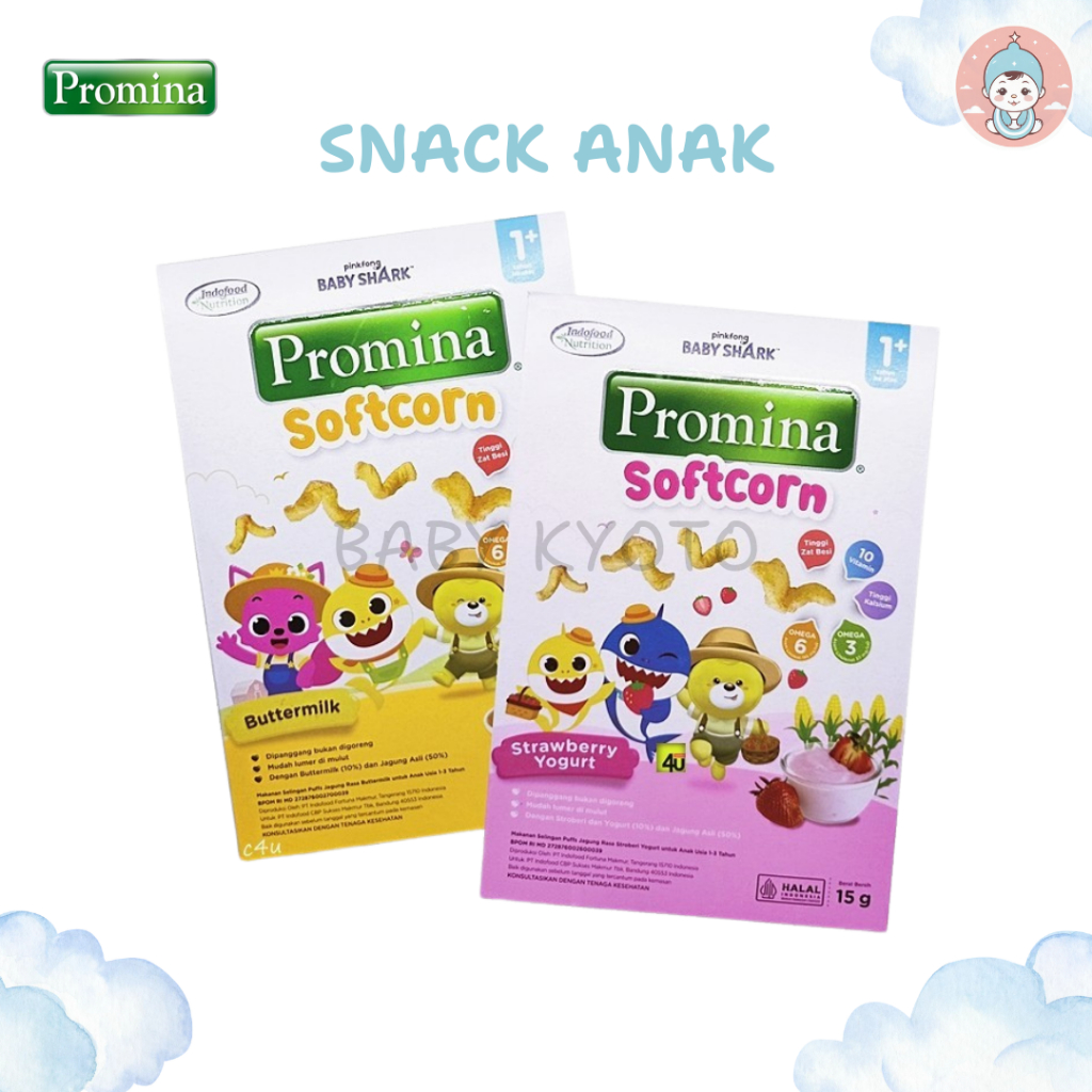 BK Promina Baby Soft Corn Buttermilk Strawberry Yogurt 15Gr Crunchies Puff Snack Jagung Balita 1+