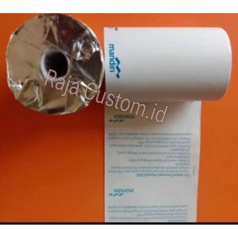 

Kertas Print Kasir Struk EDC Thermal Paper Roll Corelles Custom Logo Bank Mandiri Berkualitas..