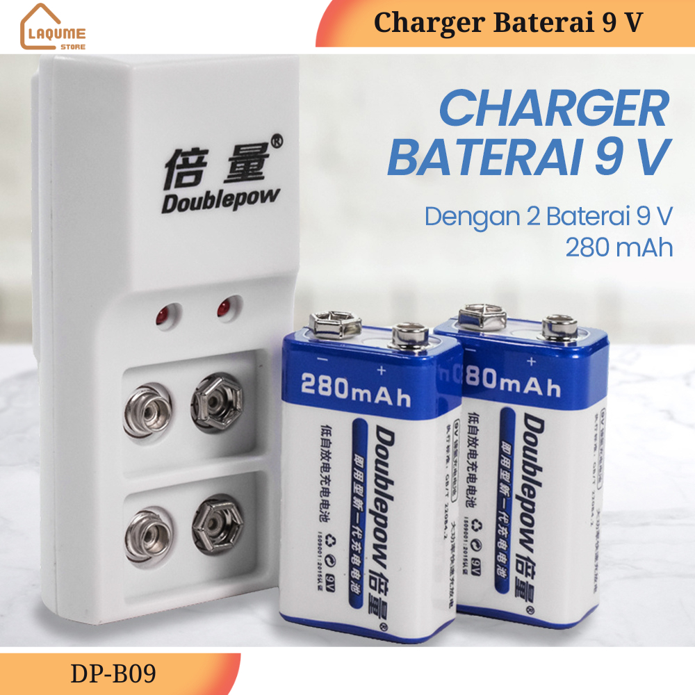 Charger Baterai Rechargeable 2 Slot 9V Charger Baterai Kotak Bonus 2 Baterai 9 V