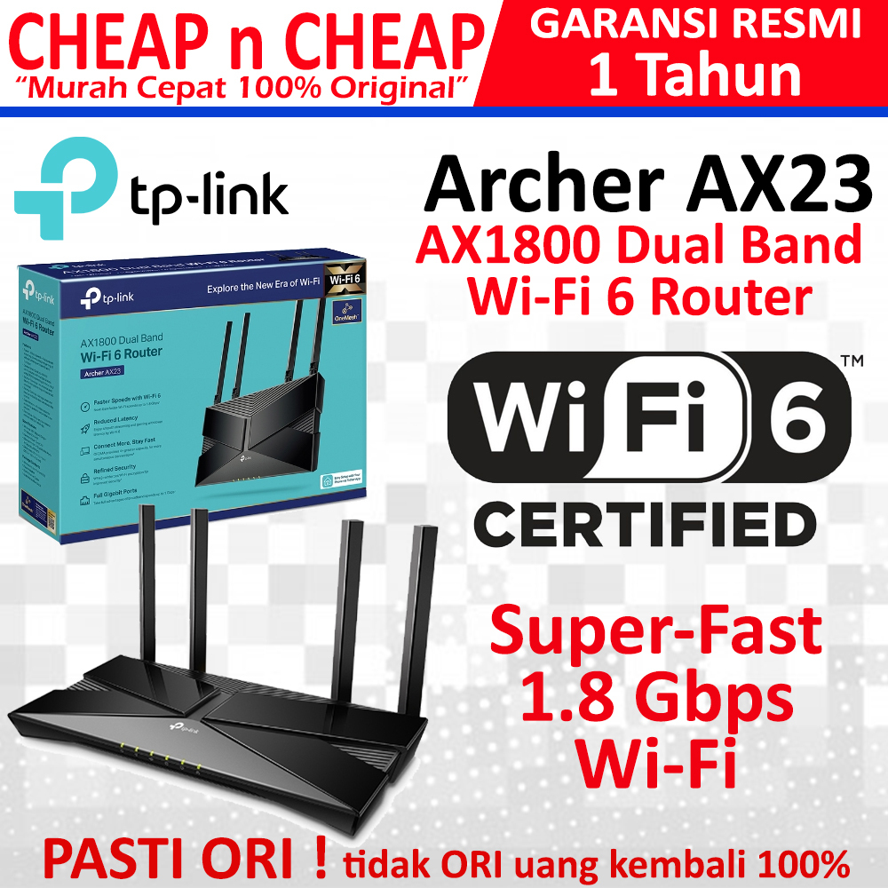 TP-Link Archer AX23 AX1800 WiFi 6 Router - TPlink Router Acces Point Dual-Band Gigabit Ports OFDMA M