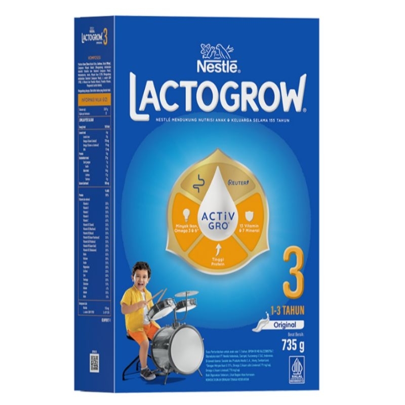 Lactogrow 3 happynutri susu bubuk pertumbuhan anak usia 1-3 tahun rasa original / plain