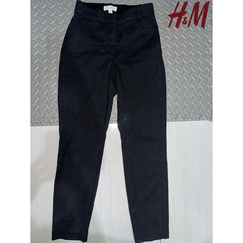 H&M tartan skinny pants black size34