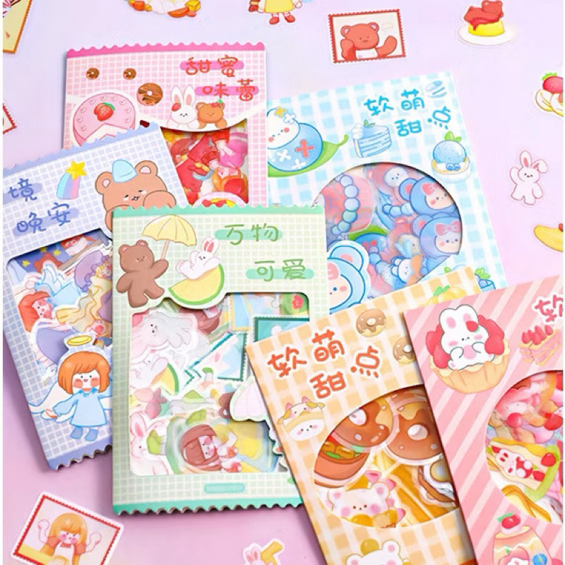 

Stiker Set Isi 45 PCS / Soft Cute Sticker Pack / Stiker Motif Kartun Aesthetic Anti Air / Sticker Diary Scrapbook DIY