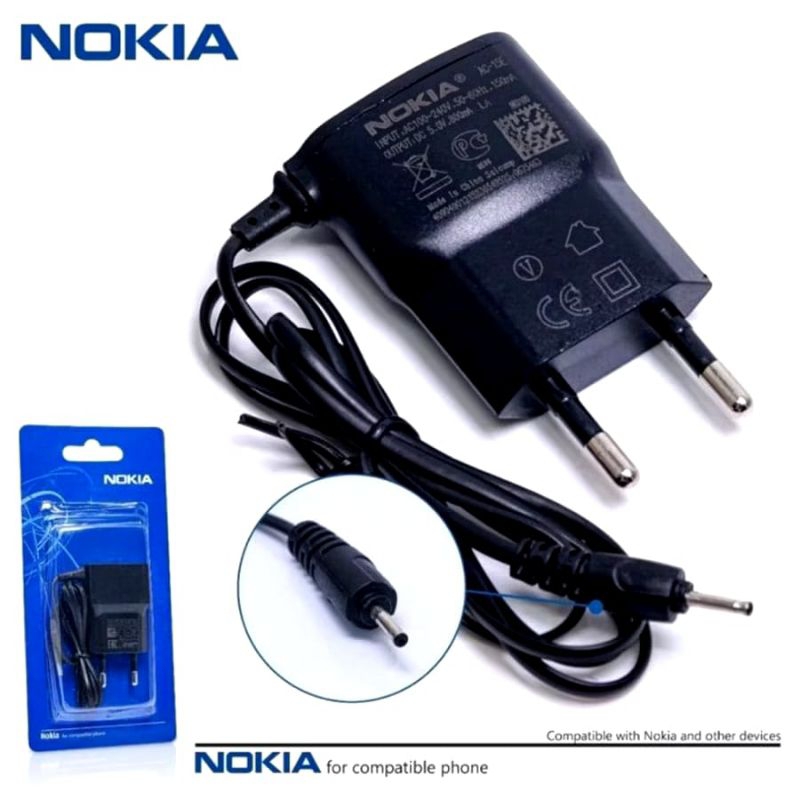 TC Cas Casan charger HP Nokia kecil untuk type HP nasa 105/1200/1280/N70/n73/N95/6101original 99%