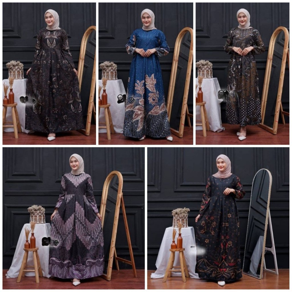 Baju Batik Gamis Maxi Tali Samping Motif batik