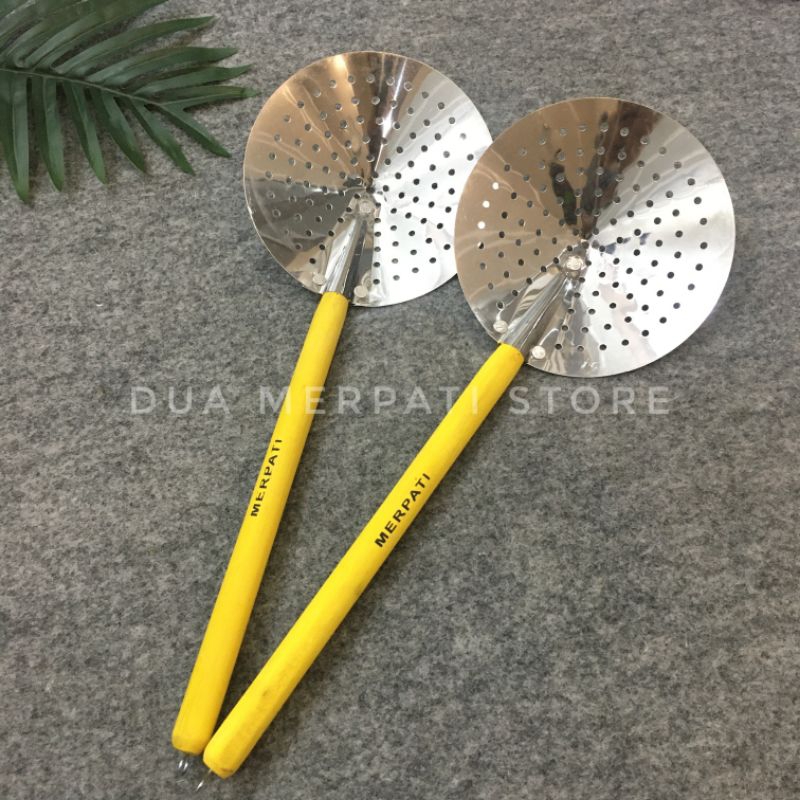 Serokan Gorengan | Serokan Gorengan Kecil | Serok Kecil Gagang Kayu | Serok Stainless Gagang Kayu | 