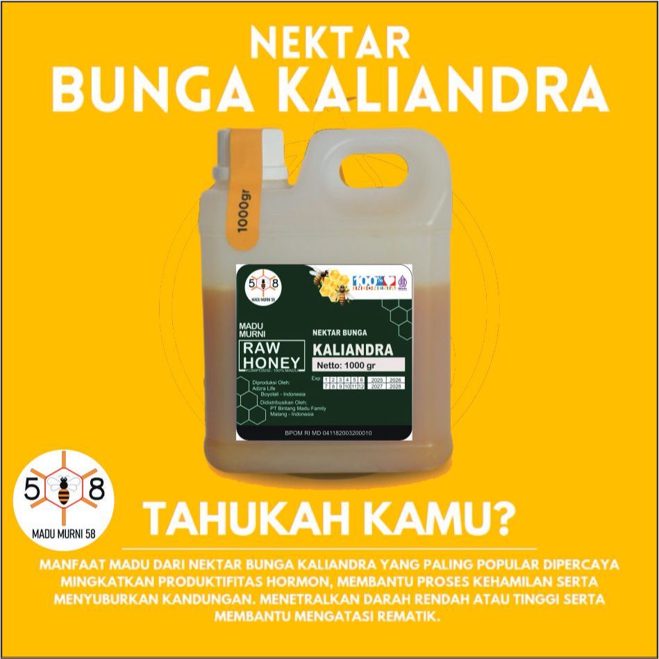 

Madu Asli 100% - Madu Murni Nektar Kaliandra 1 Kg - Pure Natural Raw Honey