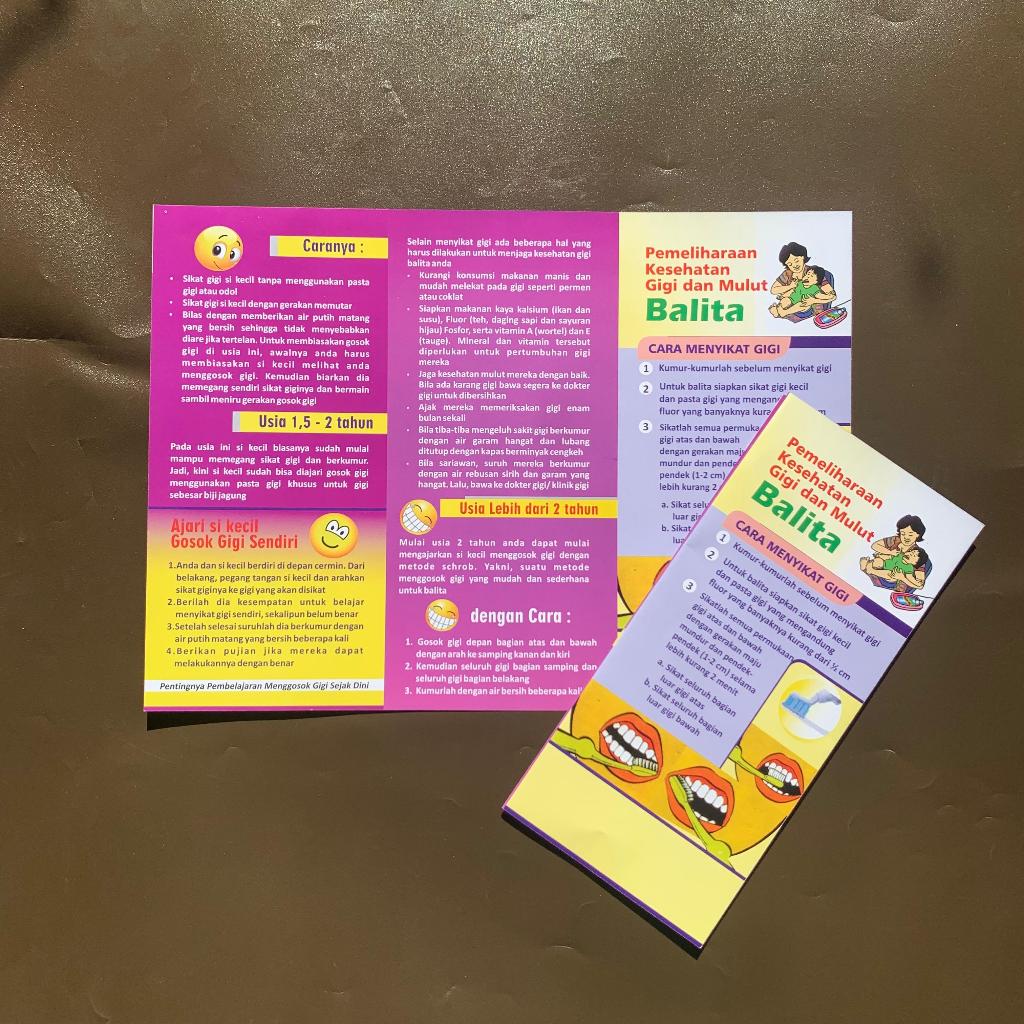 Brosur Kesehatan | Leaflet Pemeliharaan Kesehatan Gigi Balita | Cara Menyikat Gigi | Kesgilut
