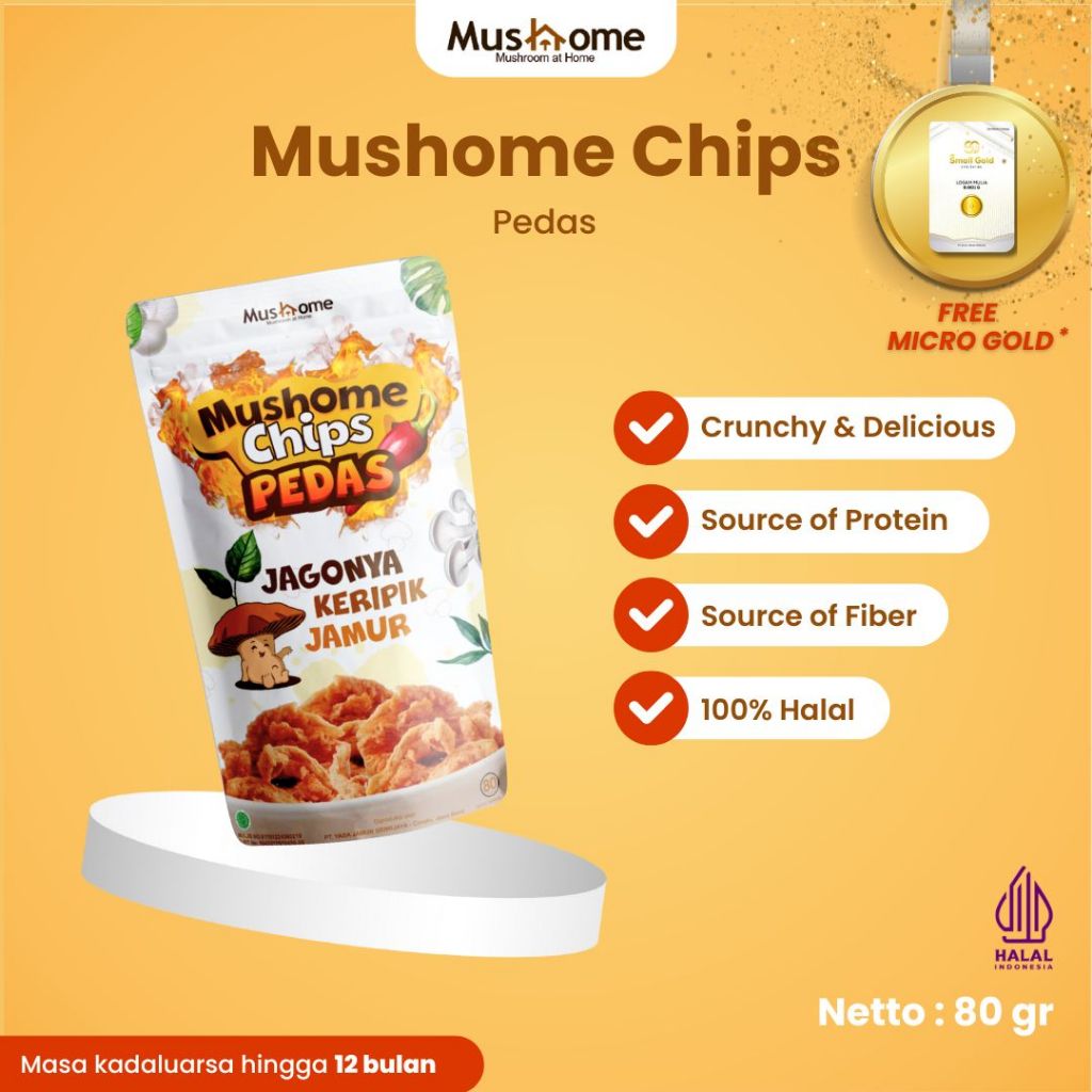 

Keripik Jamur Rasa Pedas - Mushome Chips - Kaya Serat & Sumber Protein