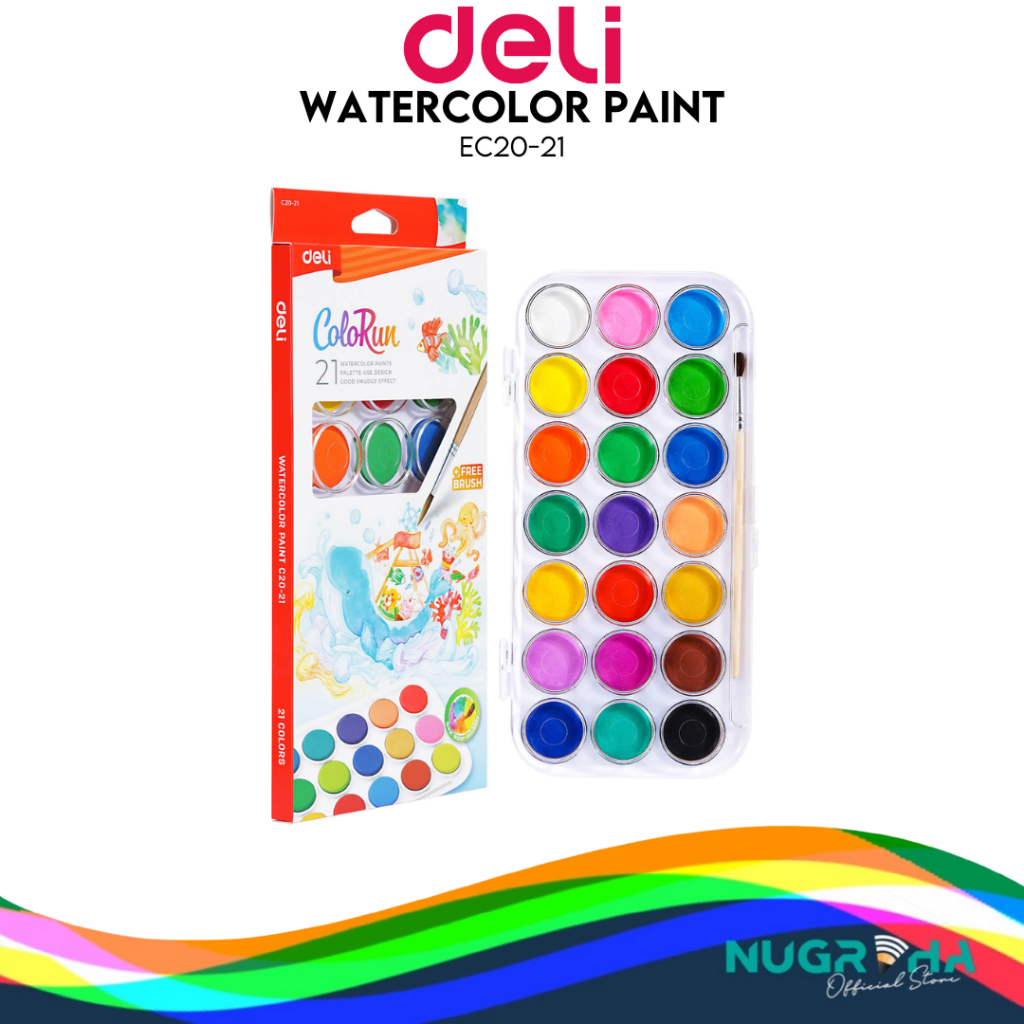 

Deli Cat Air / Watercolor Padat dengan Kuas 21 Warna - EC20-21