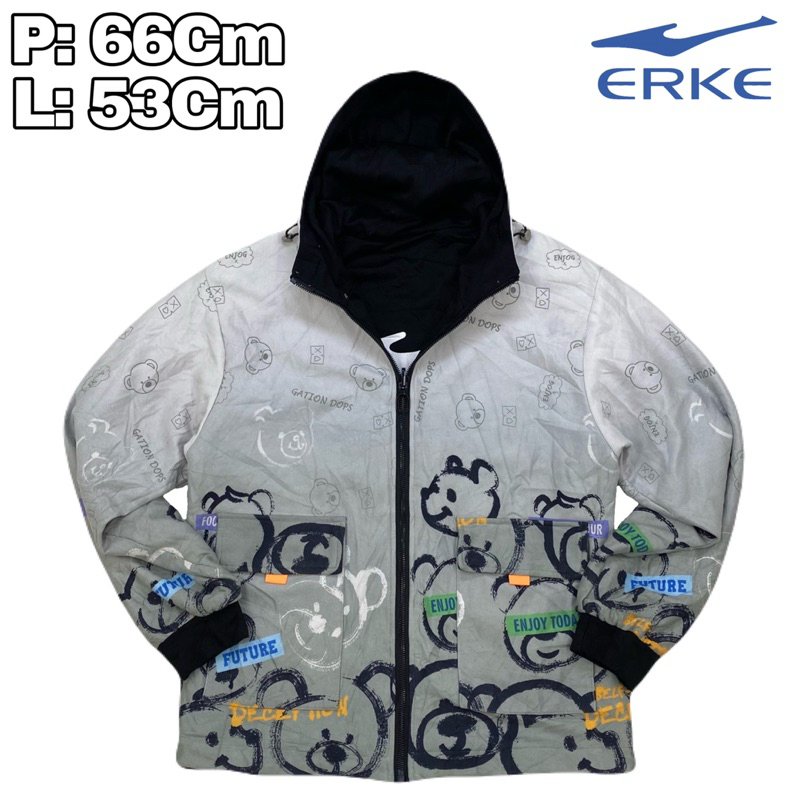J119 Full Print Reversible Jaket Bolak Balik Erke Original  Gation Dops Future Zip Hoodie Bear Enjoy