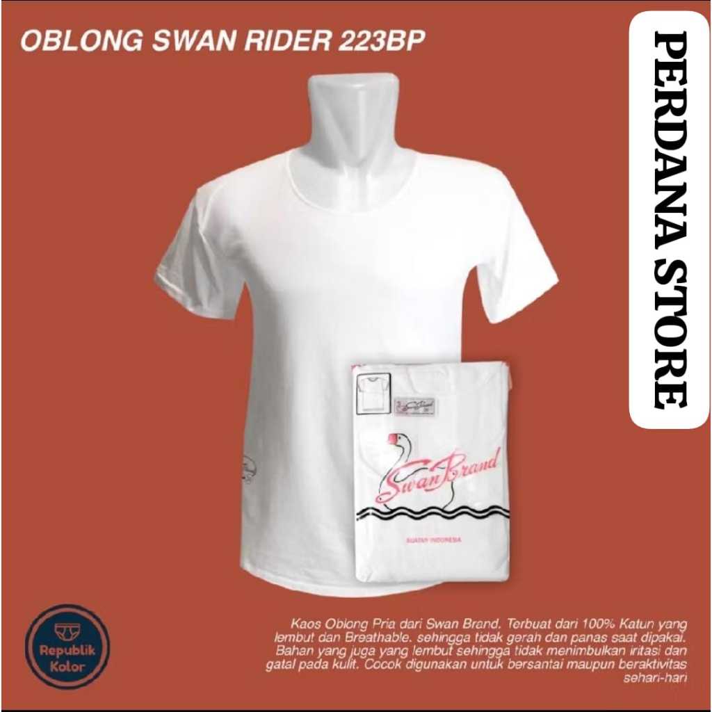 (3pcs) KAOS OBLONG RIDER SWANBRAND | PAKAIAN DALAM PRIA PUTIH | SWAN RIDER / KAOS PUTIH POLOS