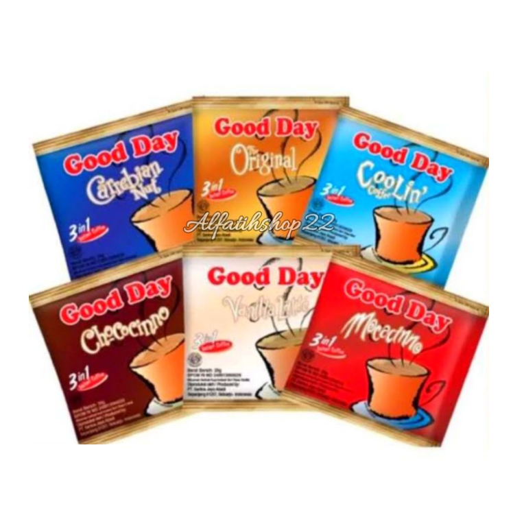 

Good Day Coffe 3in1 Kopi Bubuk Semua Varian 1 Renteng Isi 10 Sachet Nisadkc