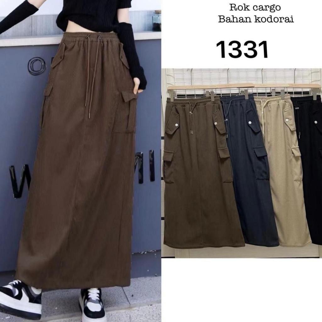 Rok Cargo Corduroy import  1221 1331 1551 Polos Wanita Carual outfit Wanita Rok Panjang Polos