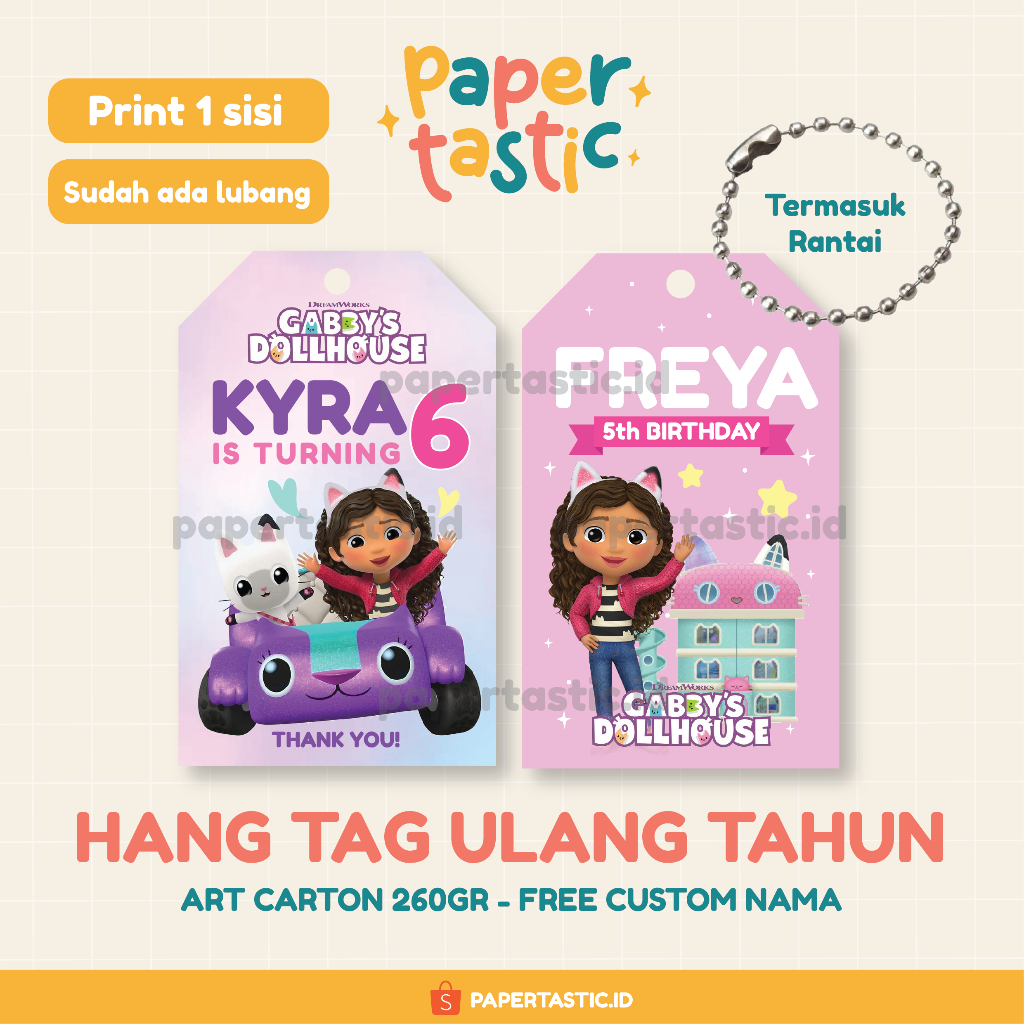Hang Tag Ulang Tahun Anak Hangtag Souvenir Hampers Kartu Ucapan Terima Kasih Birthday Thank You Card