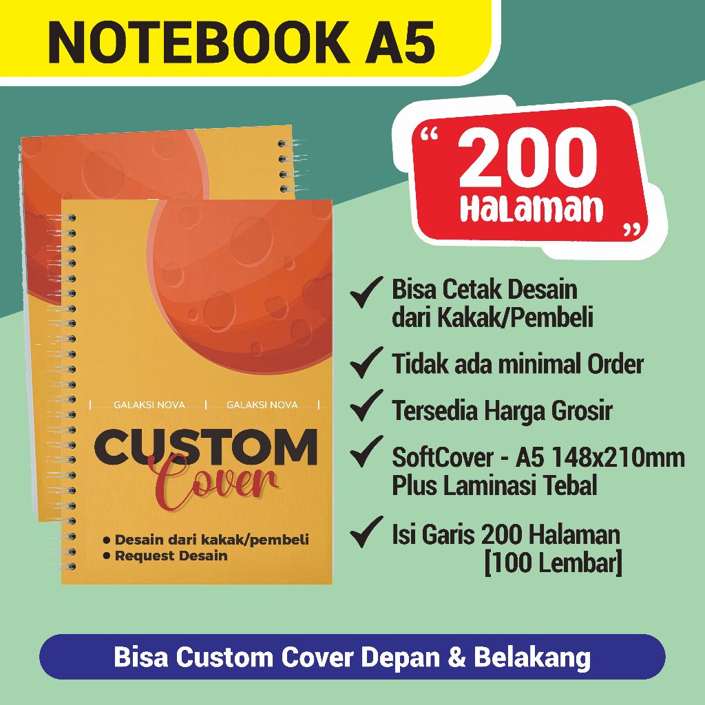 

NOTES A5 200 HALAMAN GARIS LOGO (100 LEMBAR) | BUKU CATATAN 100 LEMBAR | BLOCKNOTE CUSTOM | NOTEBOOK CUSTOM SOFTCOVER GARIS POLOS| NOTEBOOK SEMINAR SEKOLAH KANTOR CUSTOM DESAIN | NOTEBOOK CUSTOM GRATIS DESAIN | CETAK BUKU A5 CUSTOM | BUKU CACATAN KERJA