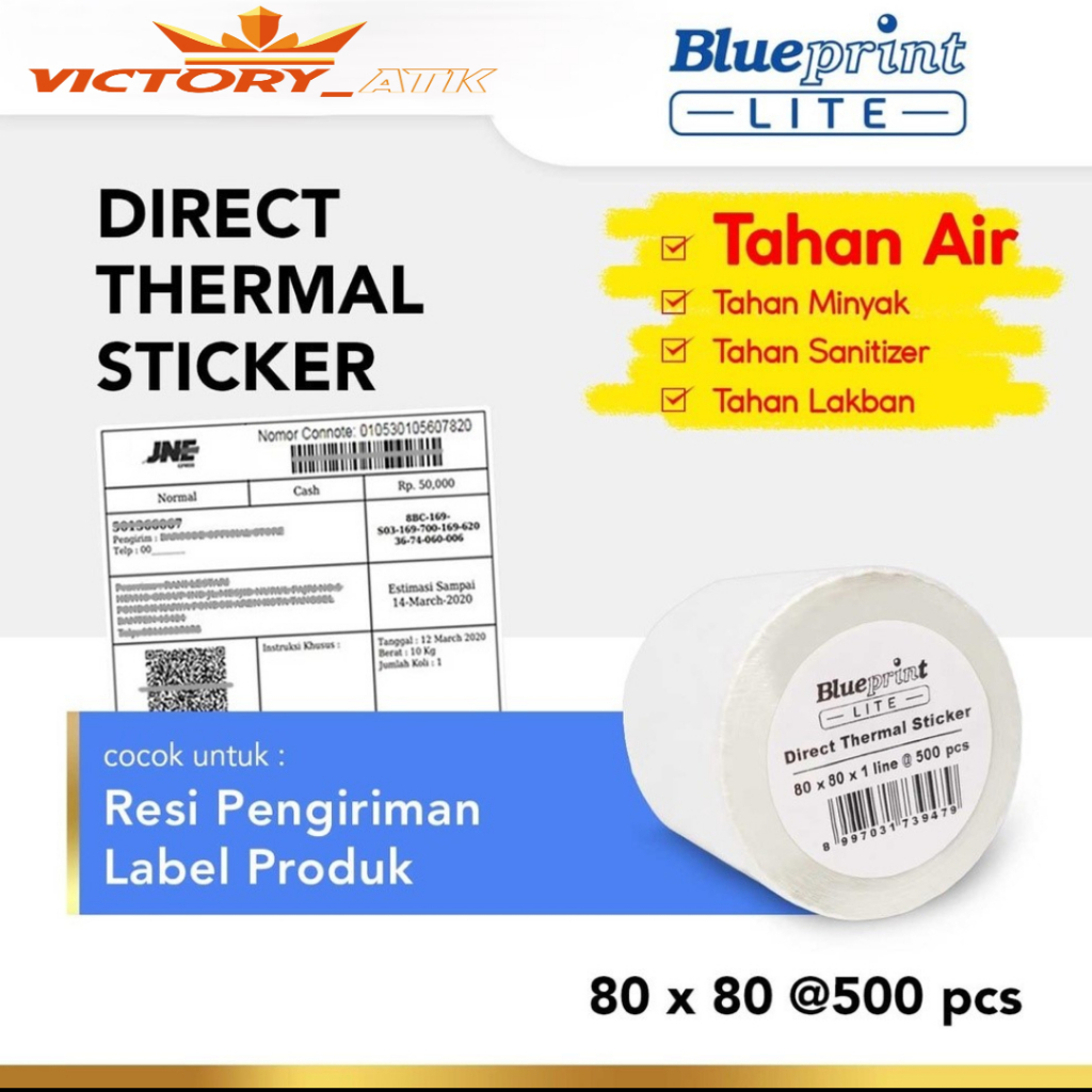 

Direct Thermal Sticker 80 x 80 BLUEPRINT Lite 80x80 mm 500Pcs - 1 Roll