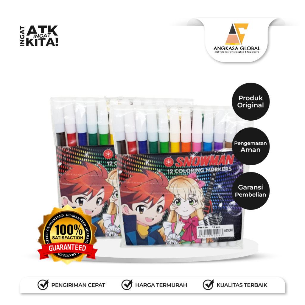 

SNOWMAN SPIDOL WARNA/ COLORING MARKERS PW-12A (1SET)