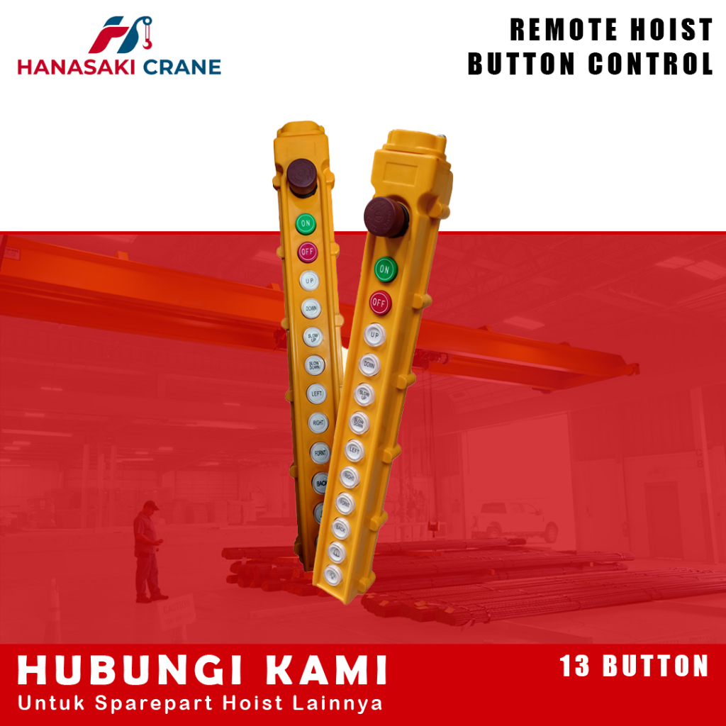 Remote Hoist Button Control 13 Tombol / Remot Crane Push Button Switch Emergency