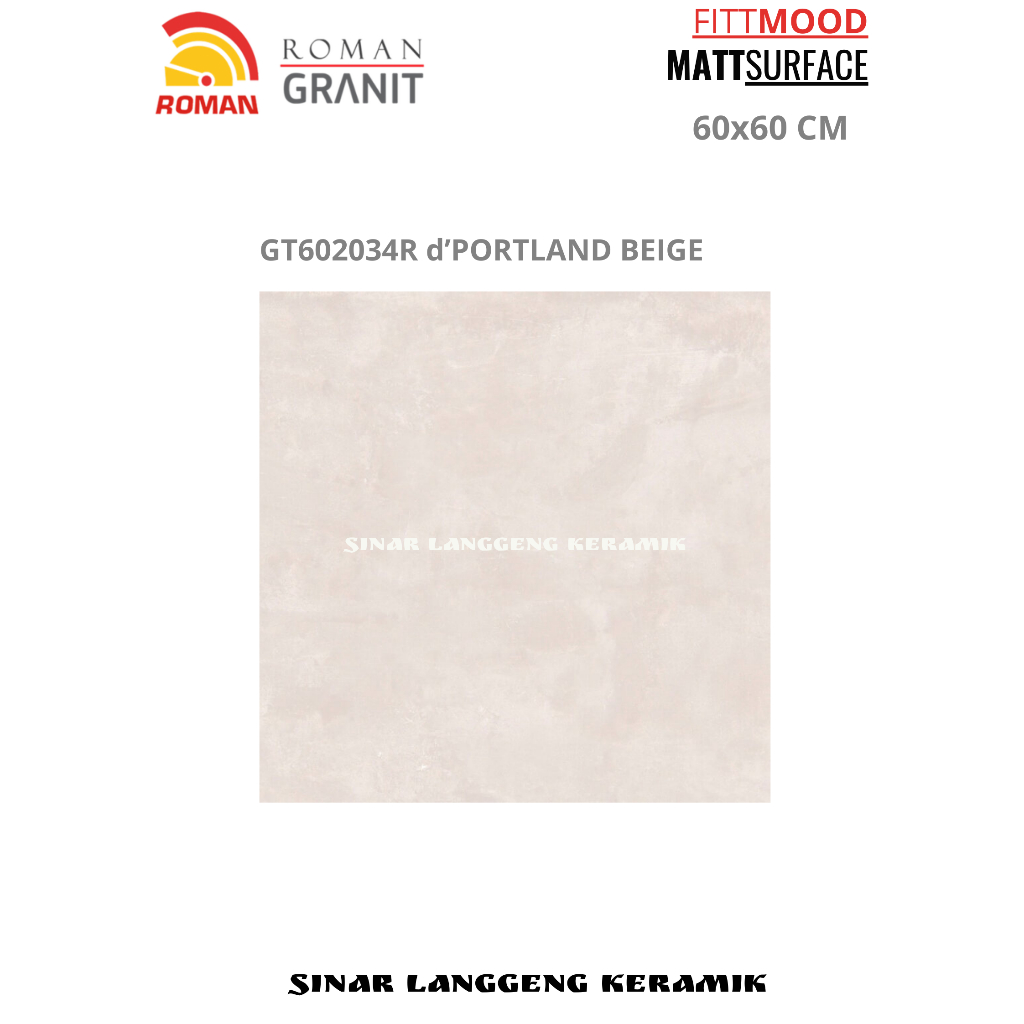 ROMAN GRANIT d'PORTLAND BEIGE GT602034R 60X60 MATT LANTAI