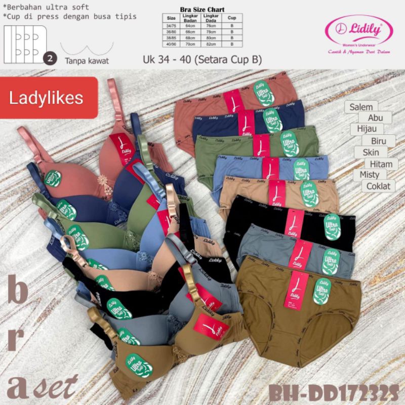 Lydyly Bra Set Ultra Soft Tanpa Kawat 17232 bh setelan