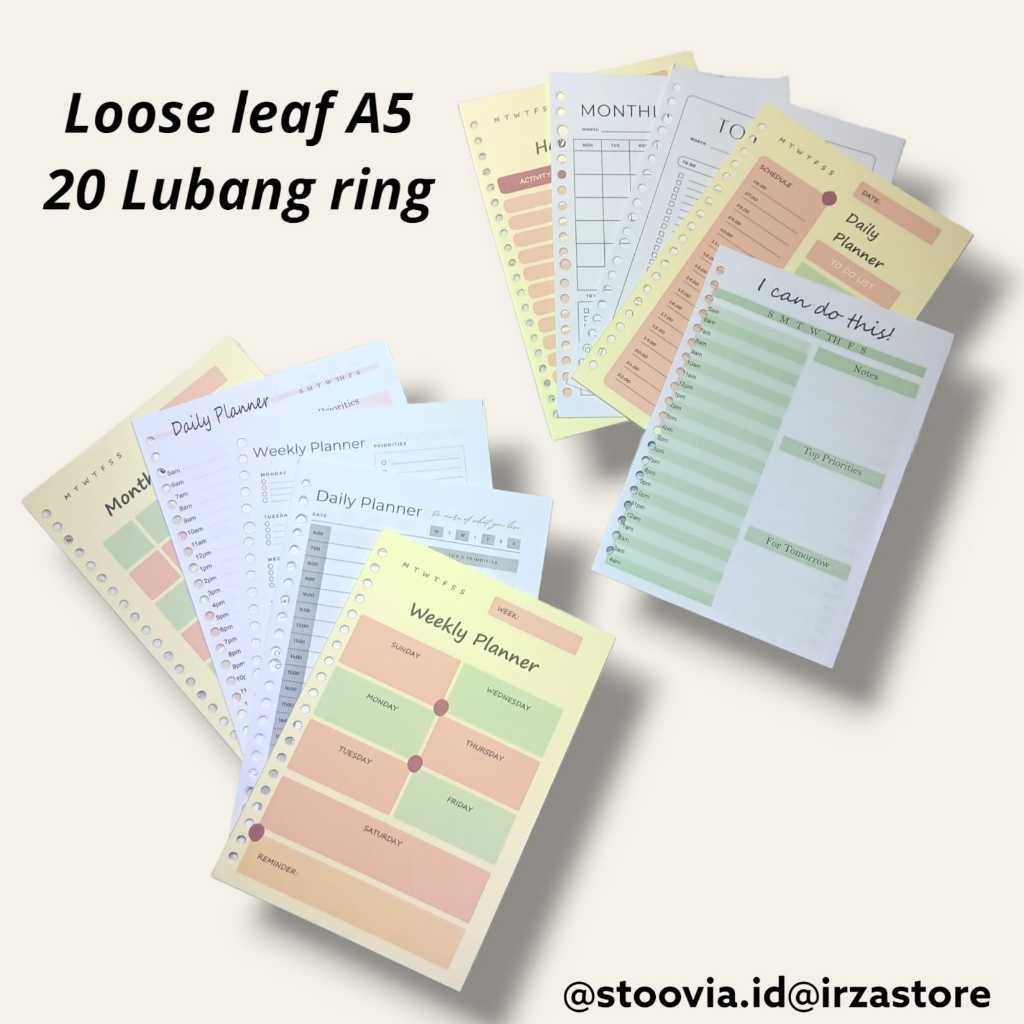 

[ ISI 10 LEMBAR ] / KERTAS BINDER A5 / LOOSE LEAF WEEKLY PLANNER / DAILY PLANNER / MONTHLY PLANNER /TO DO LIST