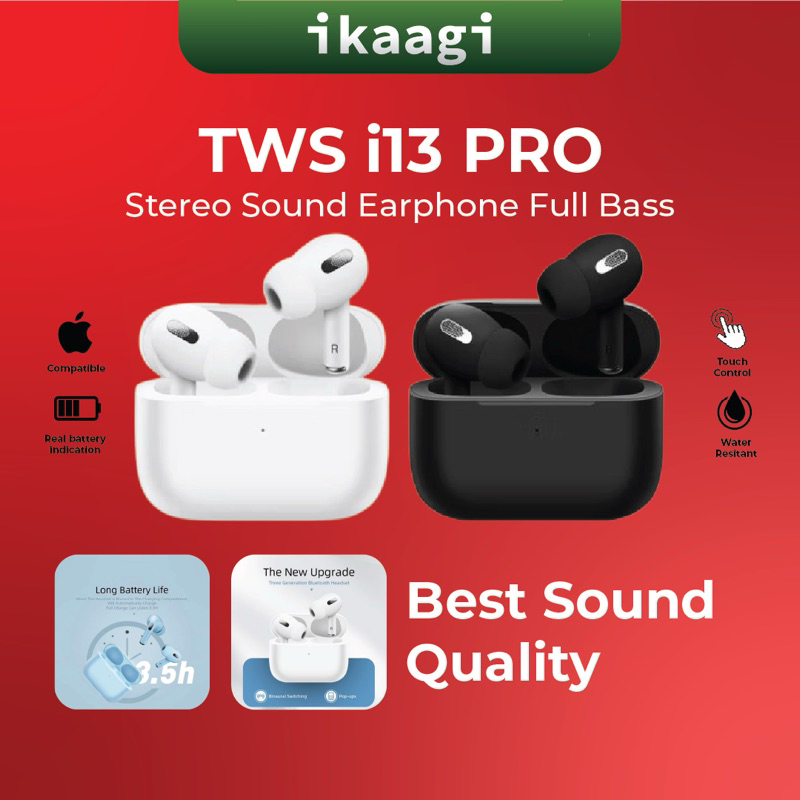 TWS i13 PRO Headset Bluetooth Bass 9d Stereo Audio Waterproof