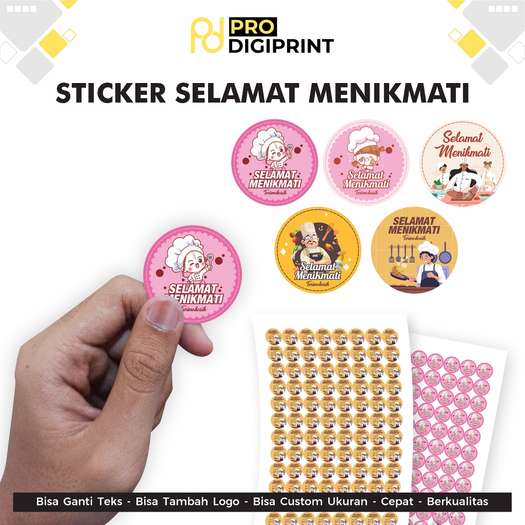 

Stiker Selamat menikmati A3+ Untuk Kemasan Free Cutting ( Pro Digiprint )