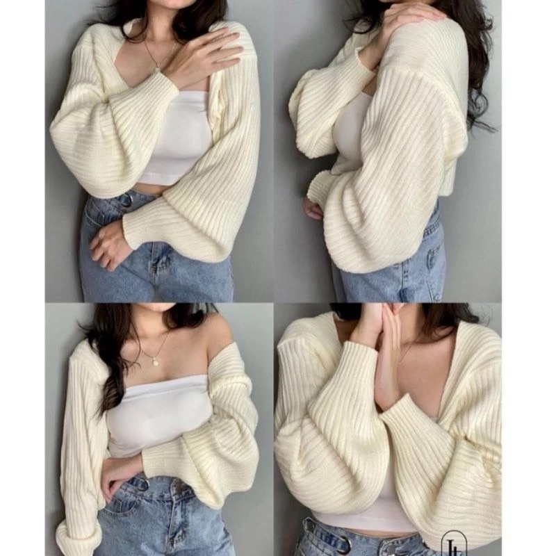 Rajut Liam Crop Oversize Cardigan / Cardigan Crop Rajut Wanita