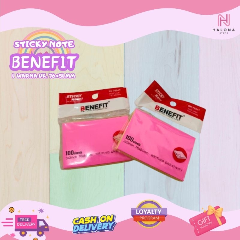 

Sticky Note Benefit 1 warna uk. 76×51mm