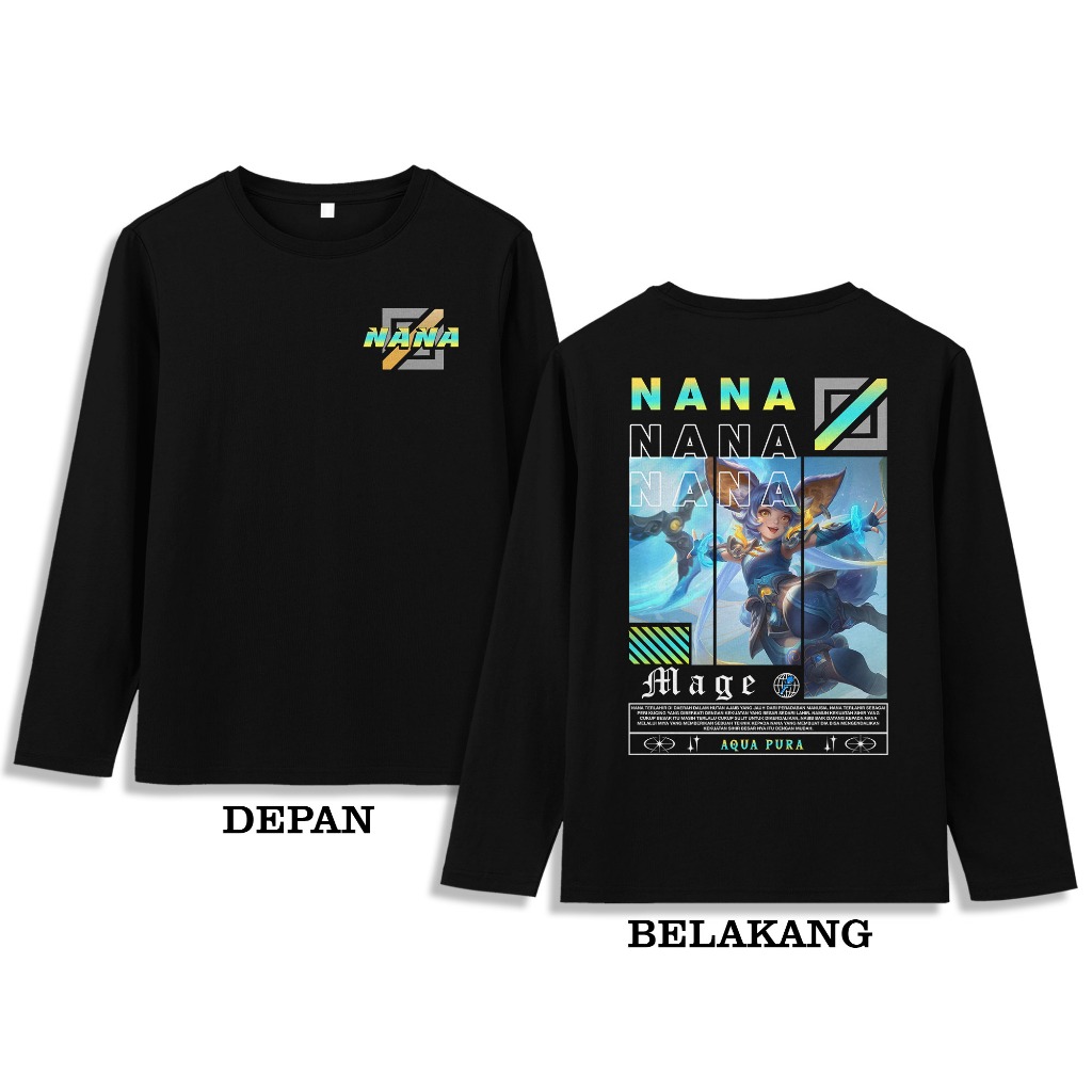KAOS LENGAN PANJANG - MOBILE LEGENDS SKIN NANA COLLECTOR AQUA PURE MAGE BAJU MLBB BAJU
