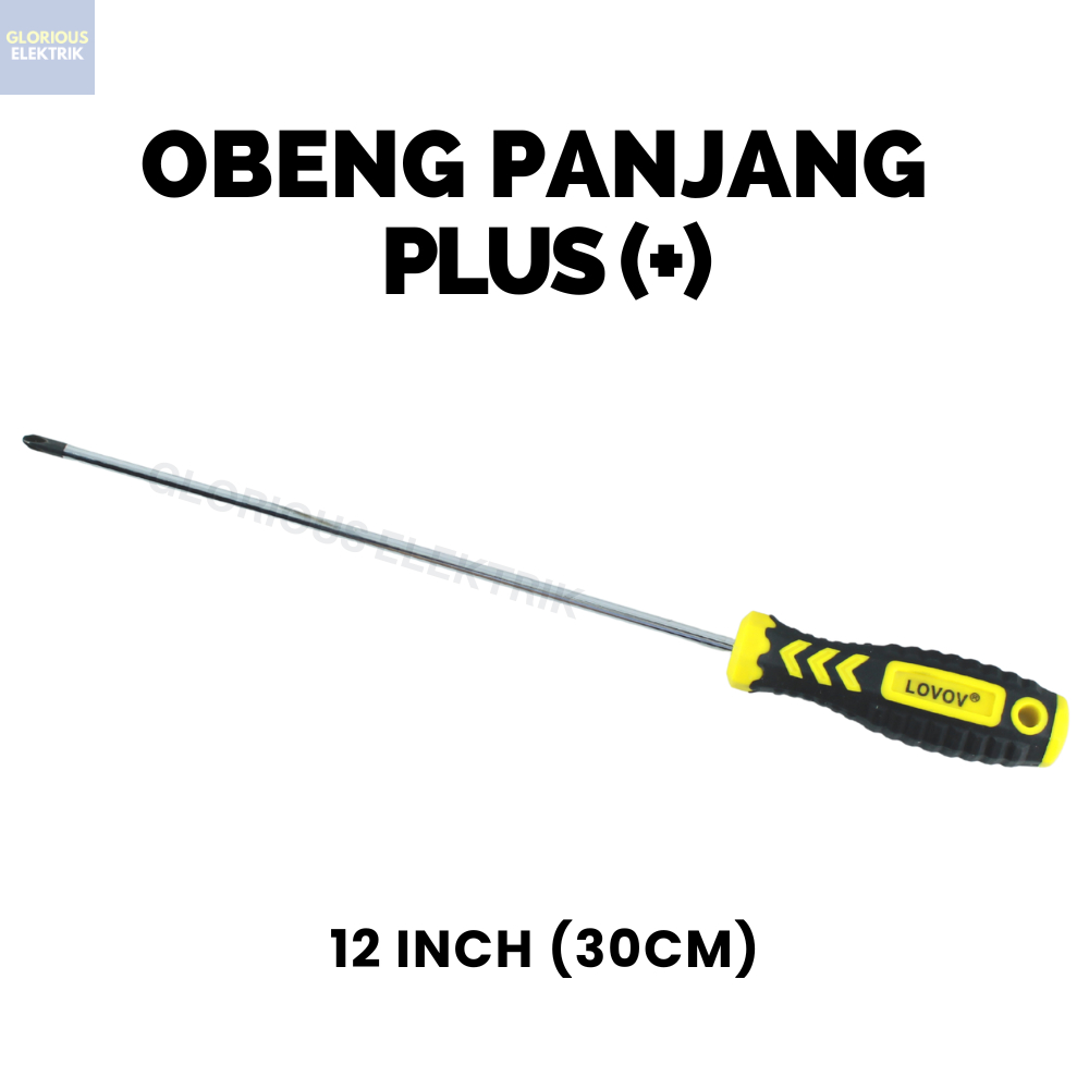 Obeng Panjang Plus Magnet Gagang Karet 12 Inch