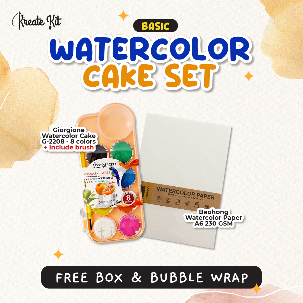 

Set Cat Air Padat Watercolor Cake Painting Series [Kreate.Kit]