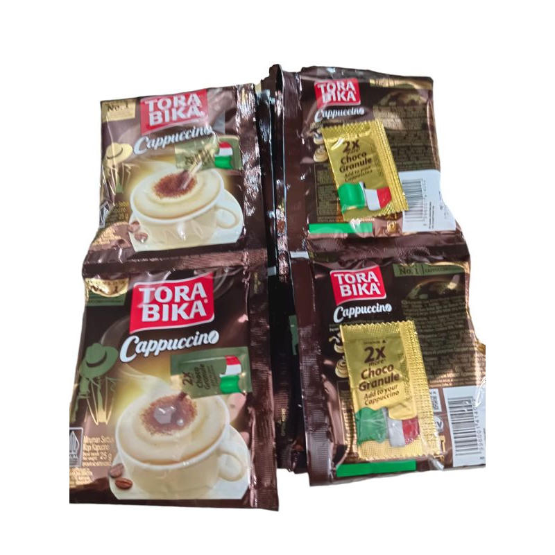 

Torabika cappuccino minuman serbuk kopi kapucino25gr 2× more choco granule add to your cappucino 1 renteng isi 10 bungkus