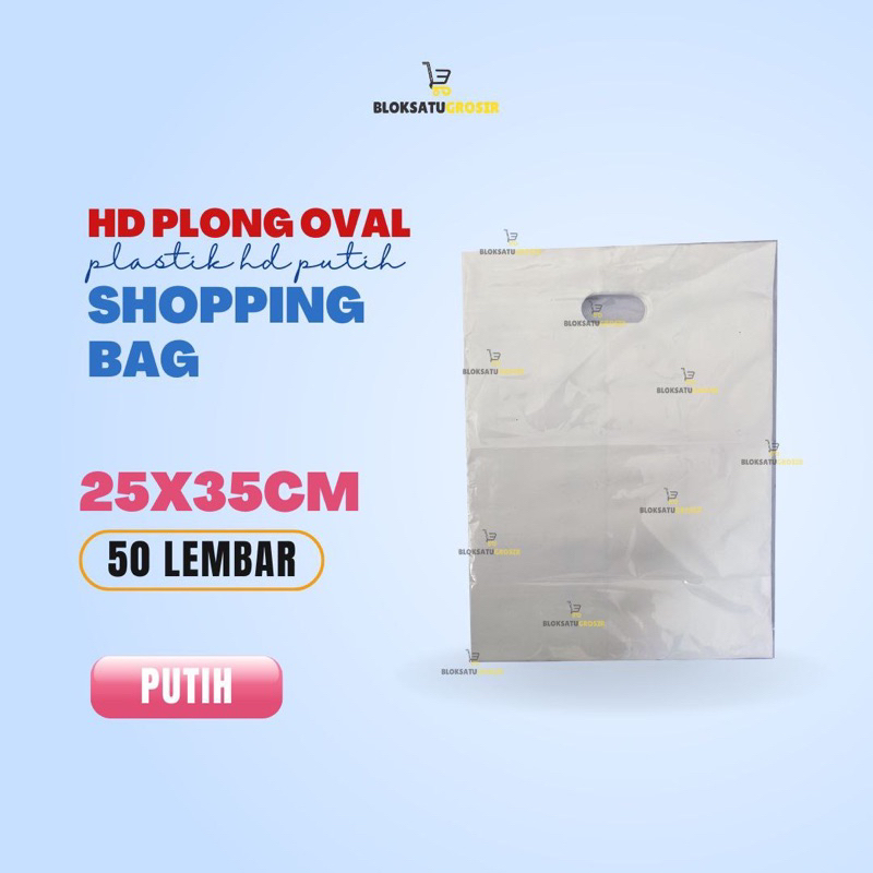 Kantong Plastik HD Putih Uk 25x35 (isi 50 lembar) shopping Bag Kantong Packing Olshop/Kantong Kemasa