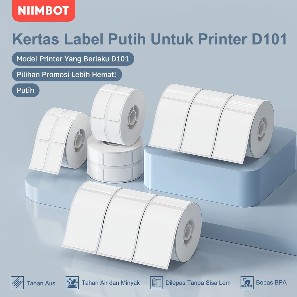 

NIIMBOT D101 Kertas Label Termal Putih, Tahan Air dan Minyak, Stiker Harga Barang