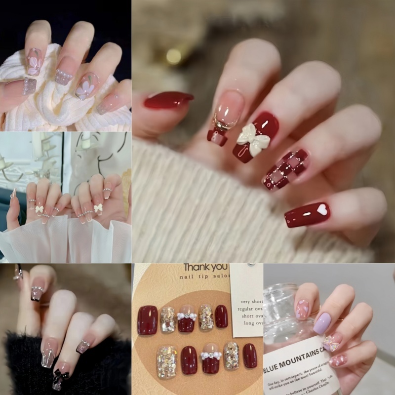 Fake Nails 1 Set Kuku Palsu + Lem Kuku Palsu Anak Kuku Palsu Kuku Palsu + Lem