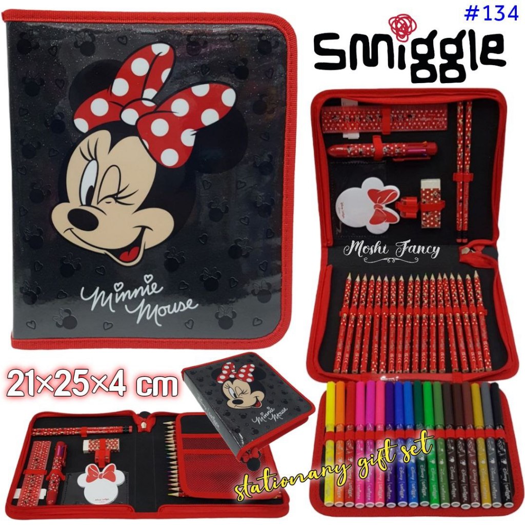 Smiggle Midi Zip Kit Stationary Gift Set Minnie Mouse Disney / Pencil Case Set Smiggle / Set Alat Tu