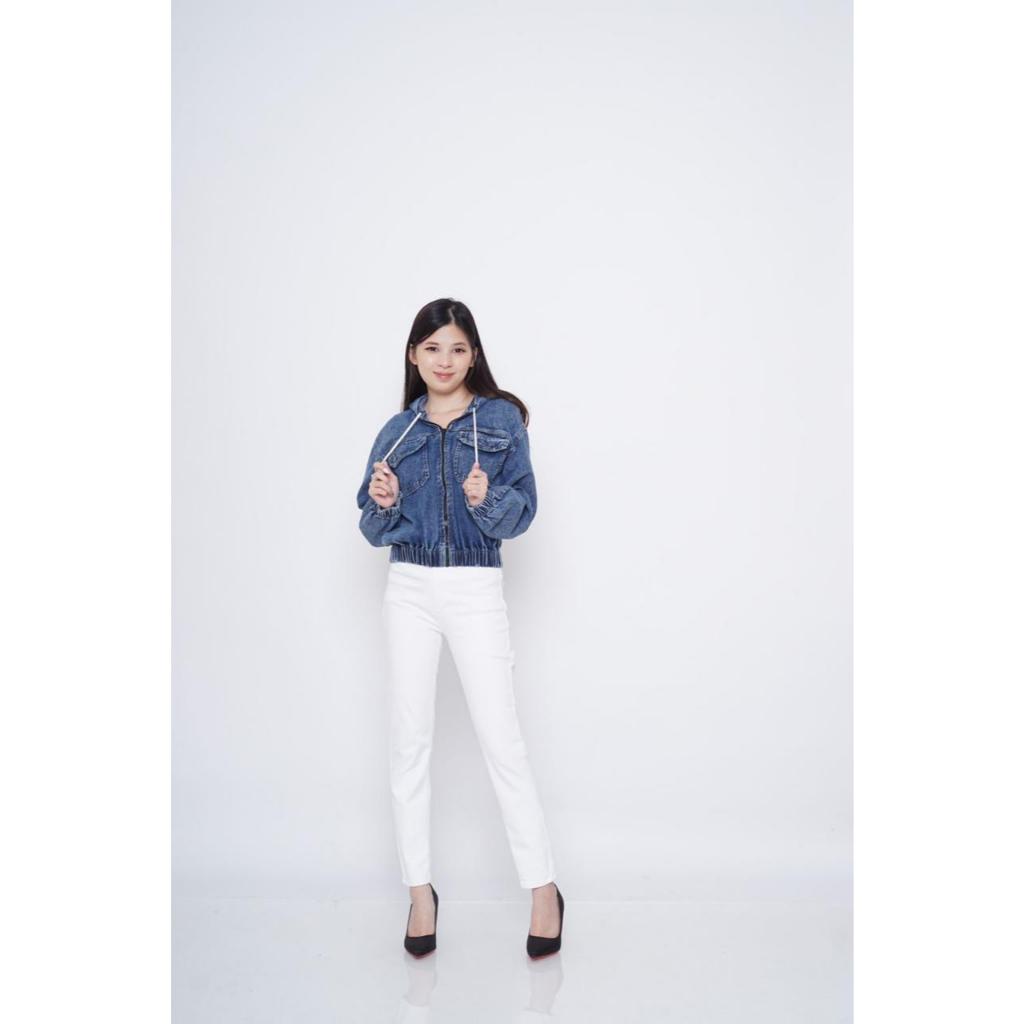 JACKET HOODIE JEANS WANITA DENIM HOODIE ALLSIZE
